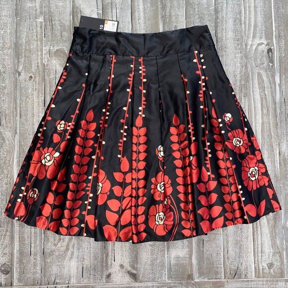 Mossimo Skirt Size 10 Floral Black Red Pleated A-Line Retro Artsy Chic Boho Goth - Picture 5 of 8